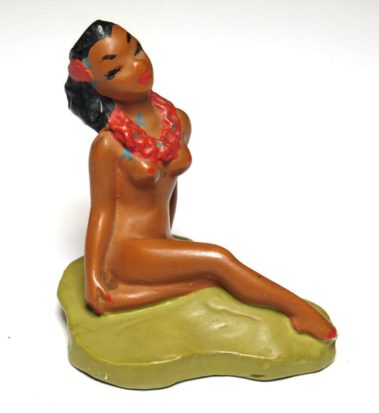 VTG 1940'S WWII PINUP CHALKWARE SOUTH SEA SIRENS by VERDAN LOLAYNE - Nude Scamp