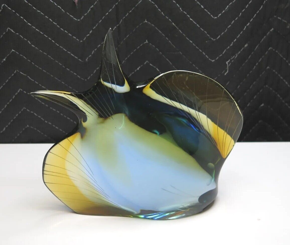EXBOR Bohemian Art Glass Large FISH Sculpture Figurine Angelfish