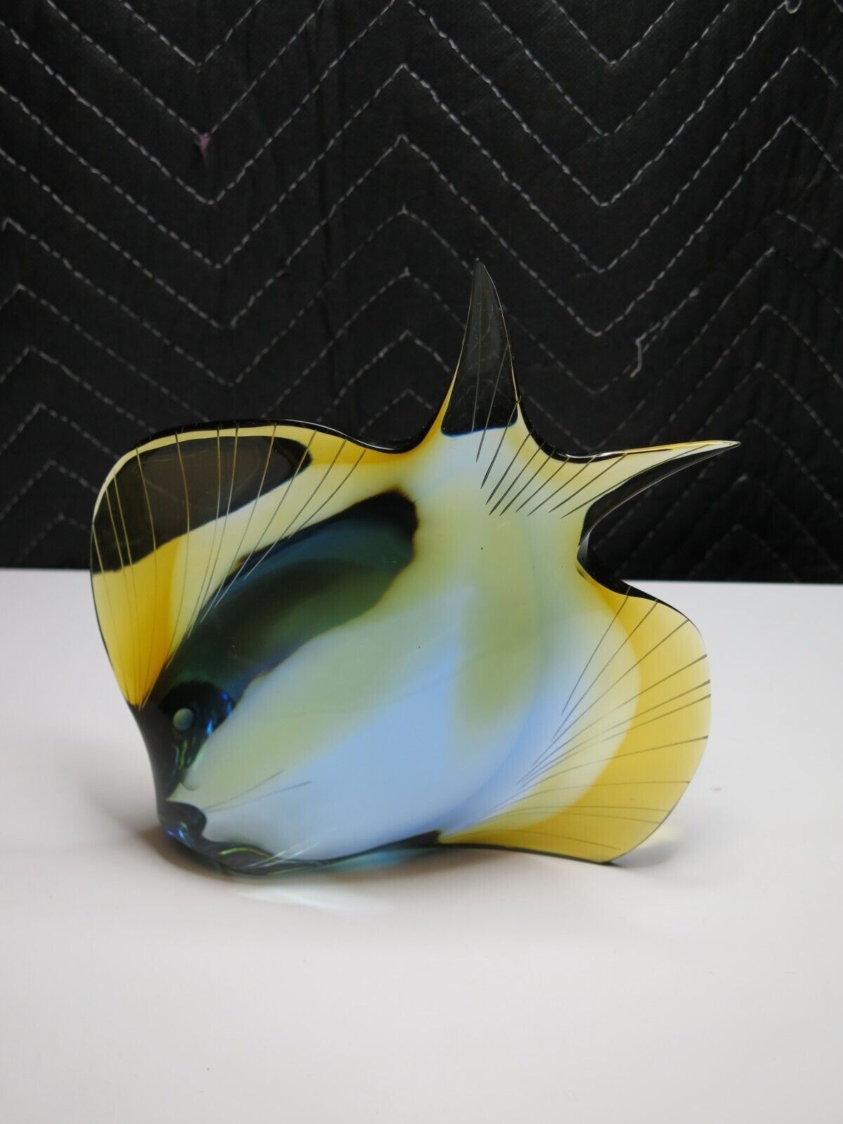 EXBOR Bohemian Art Glass Large FISH Sculpture Figurine Angelfish