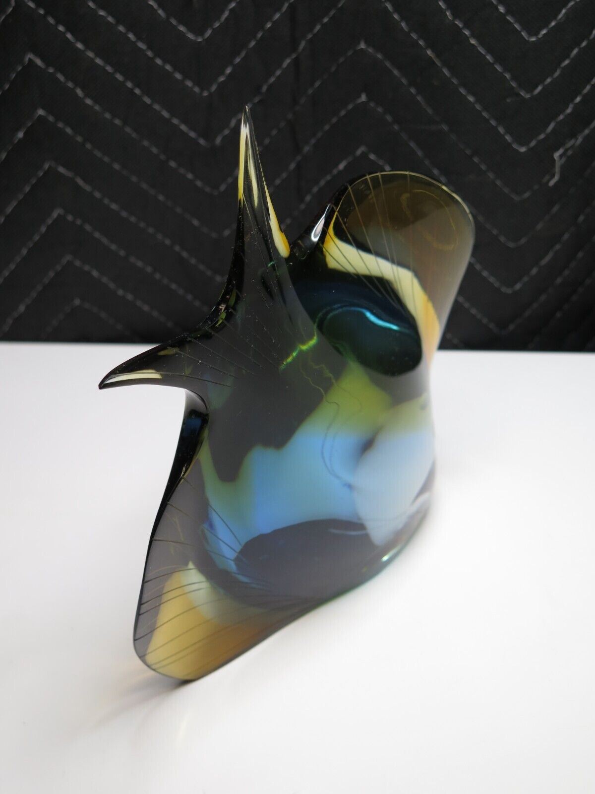 EXBOR Bohemian Art Glass Large FISH Sculpture Figurine Angelfish