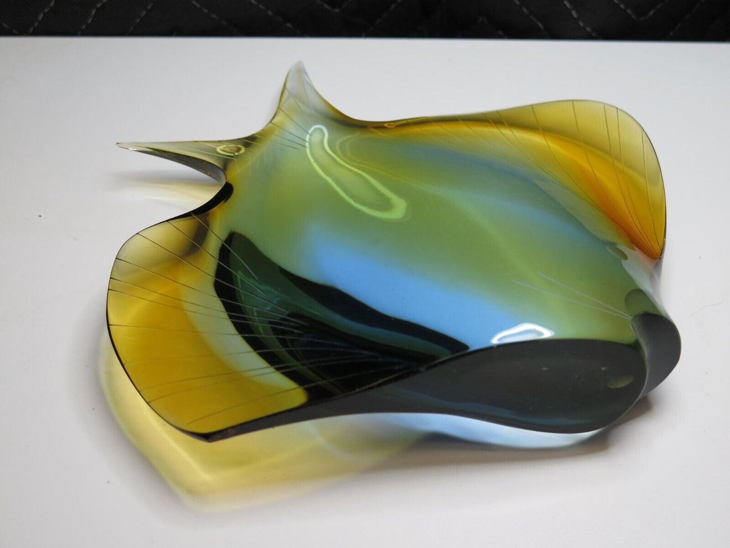 EXBOR Bohemian Art Glass Large FISH Sculpture Figurine Angelfish