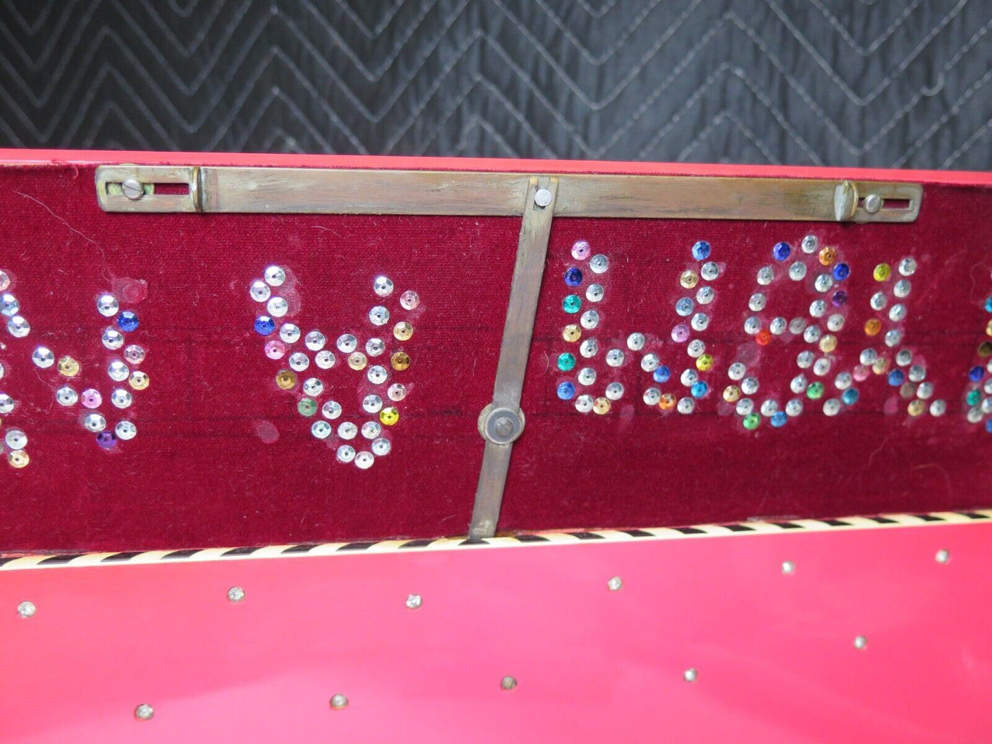 RARE ANTIQUE AUTHENTIC PASQUALE FICOSECCO ACCORDION ORGANETTO w/ Case - Pink