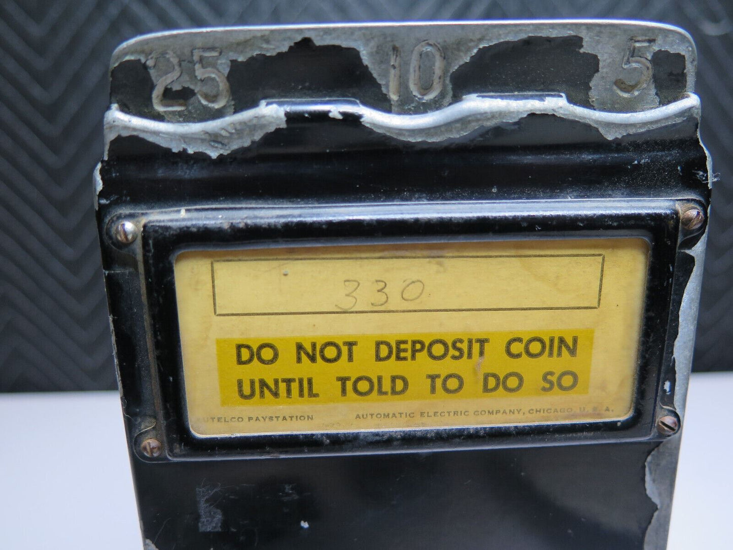 Antique 1909 Gray Pay Station Wall Coin 5 10 25 Telephone Autelco Chicago VGC