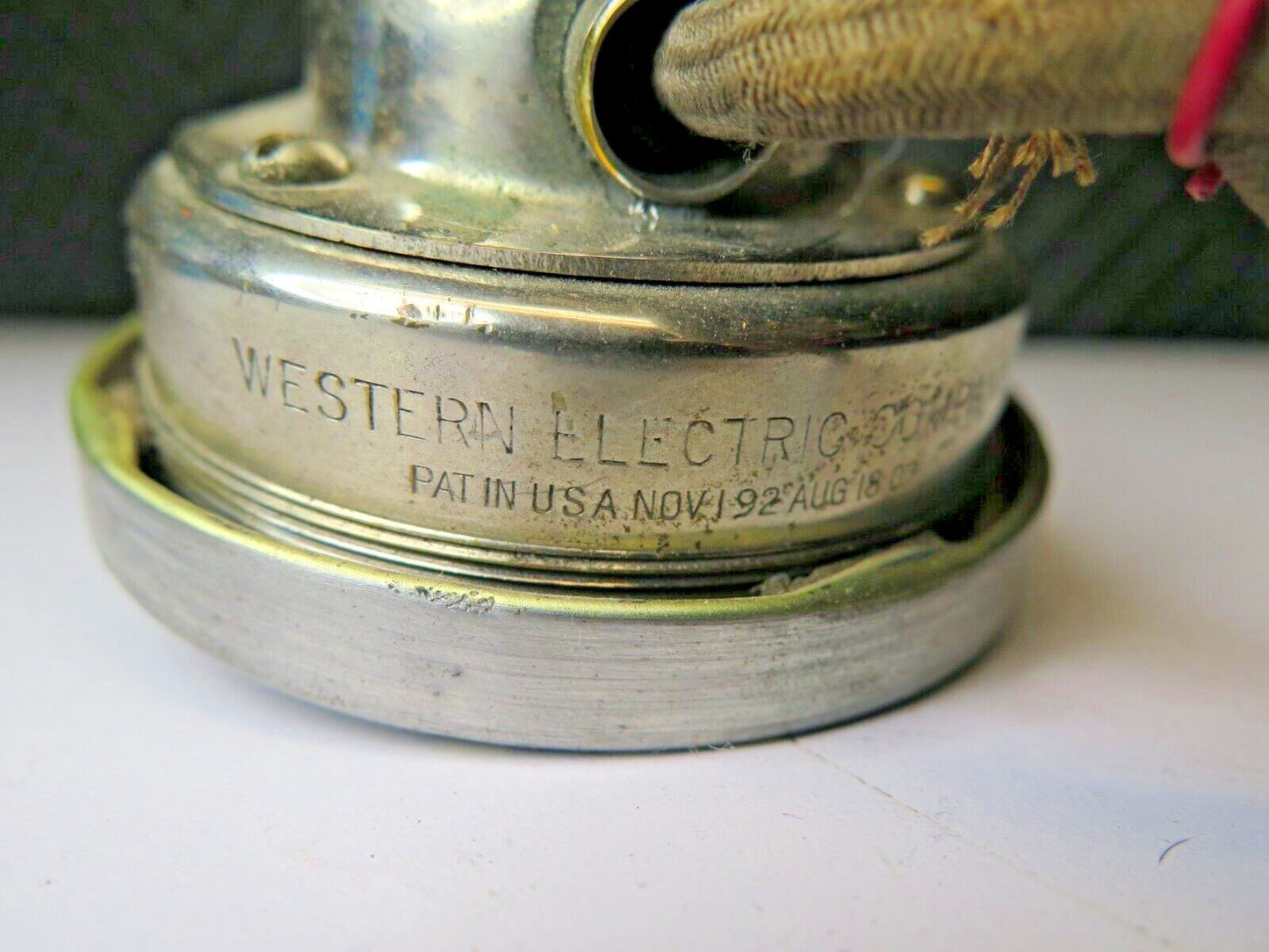 WESTERN ELECTRIC LINESMAN'S FIELD PHONE HANDSET HEAVY BRASS 244 W - CA. 1900