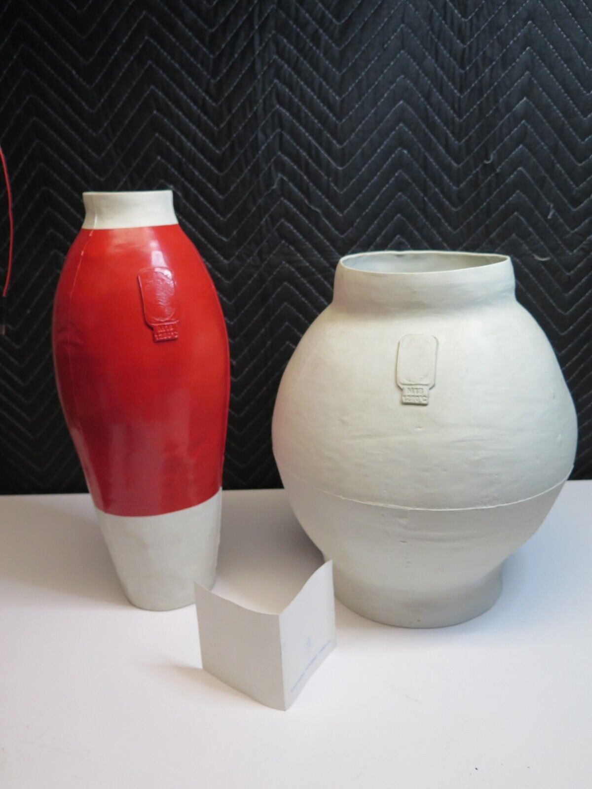 Koninklijke Tichelaar Makkum Big White Pot and Red/White Vase by Hella Jongerius