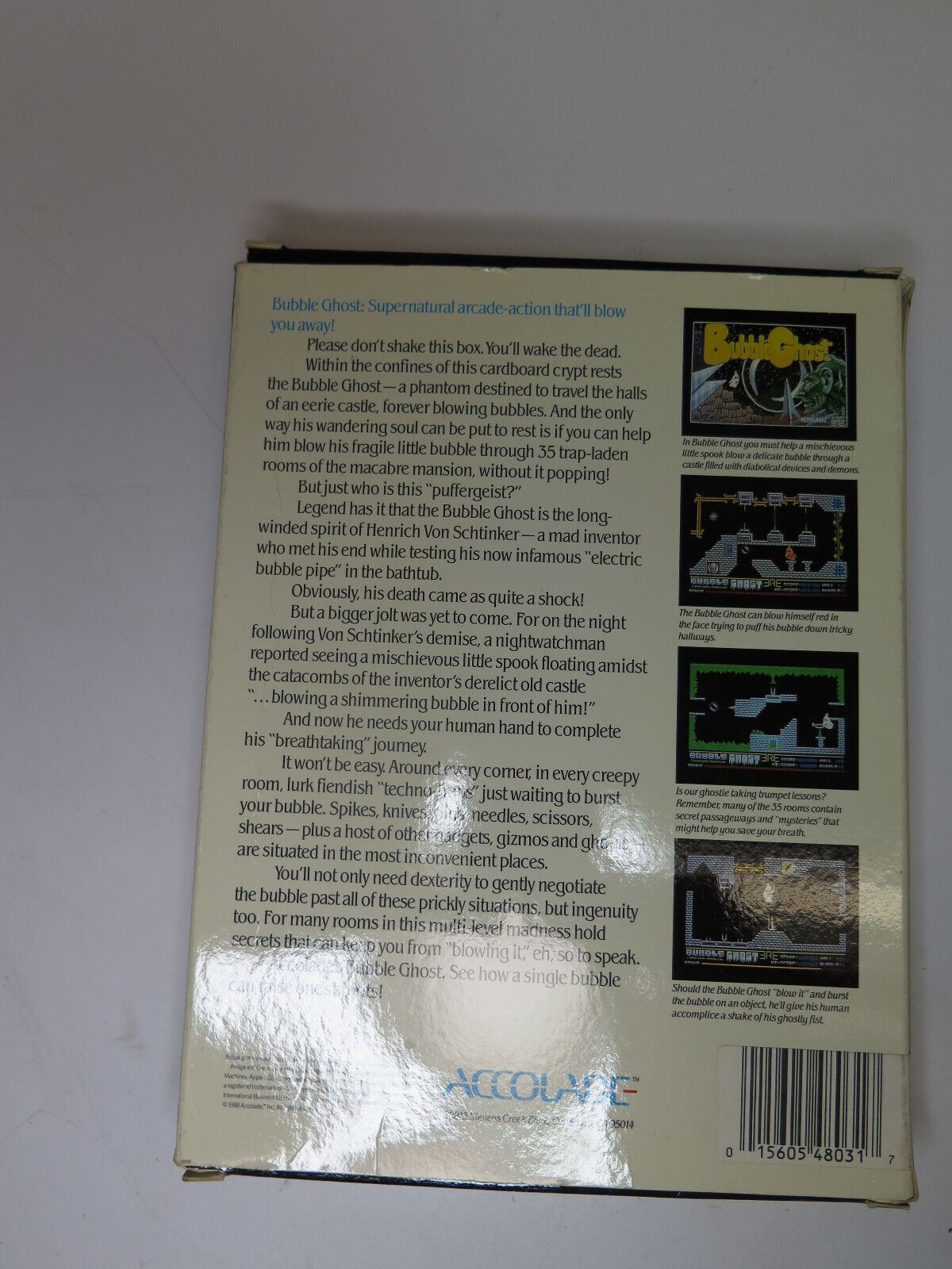 Bubble Ghost (Amiga 500, 1000, 2000) 1988 - Vintage Computer Game 3.5" Floppy