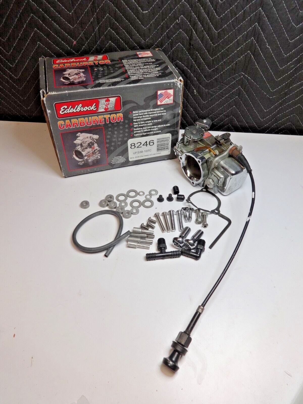 EDELBROCK Qwiksilver II 38mm 90-94 Ultra Dresser Carburetor Harley Davison 8246