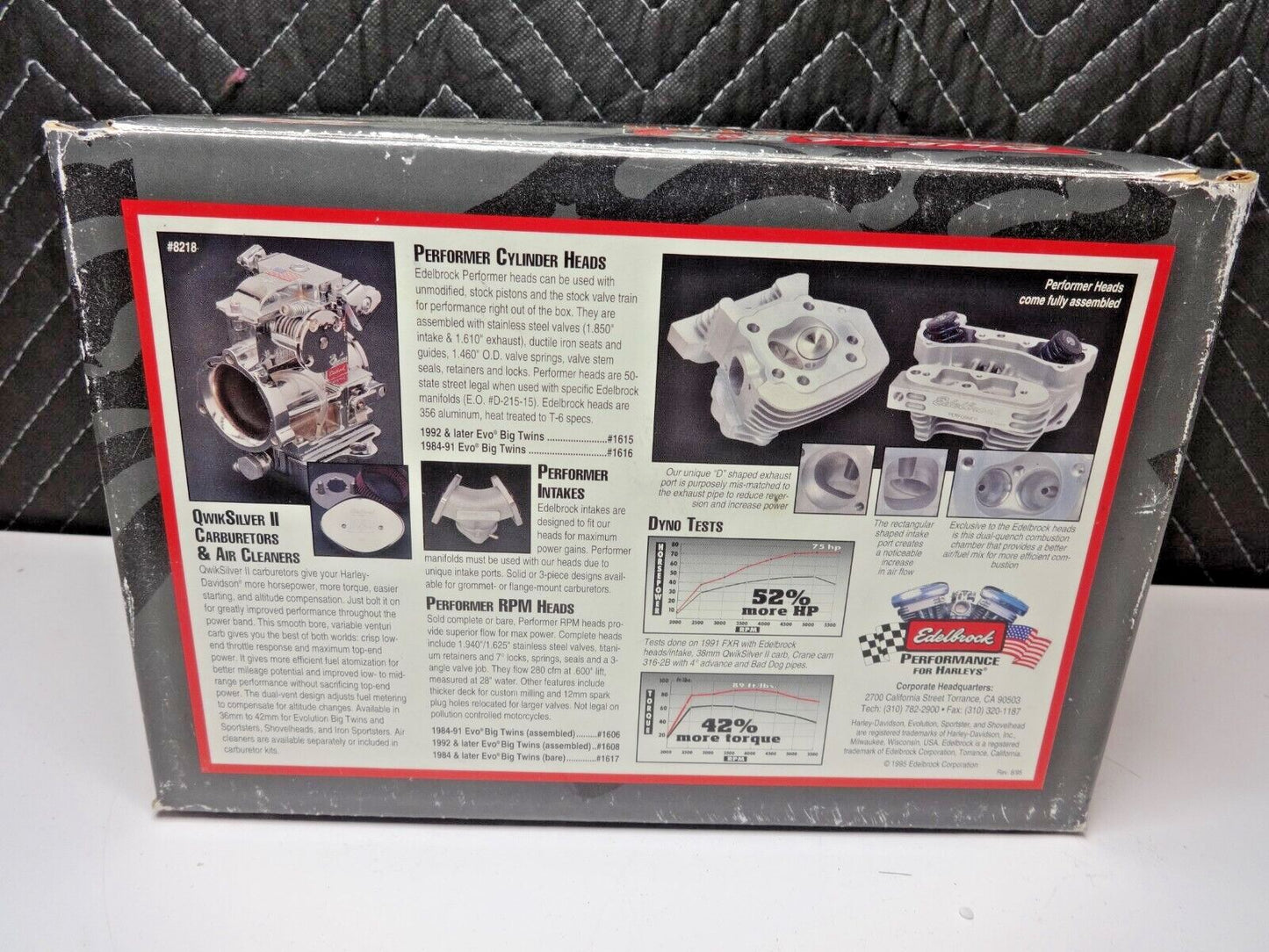 EDELBROCK Qwiksilver II 38mm 90-94 Ultra Dresser Carburetor Harley Davison 8246