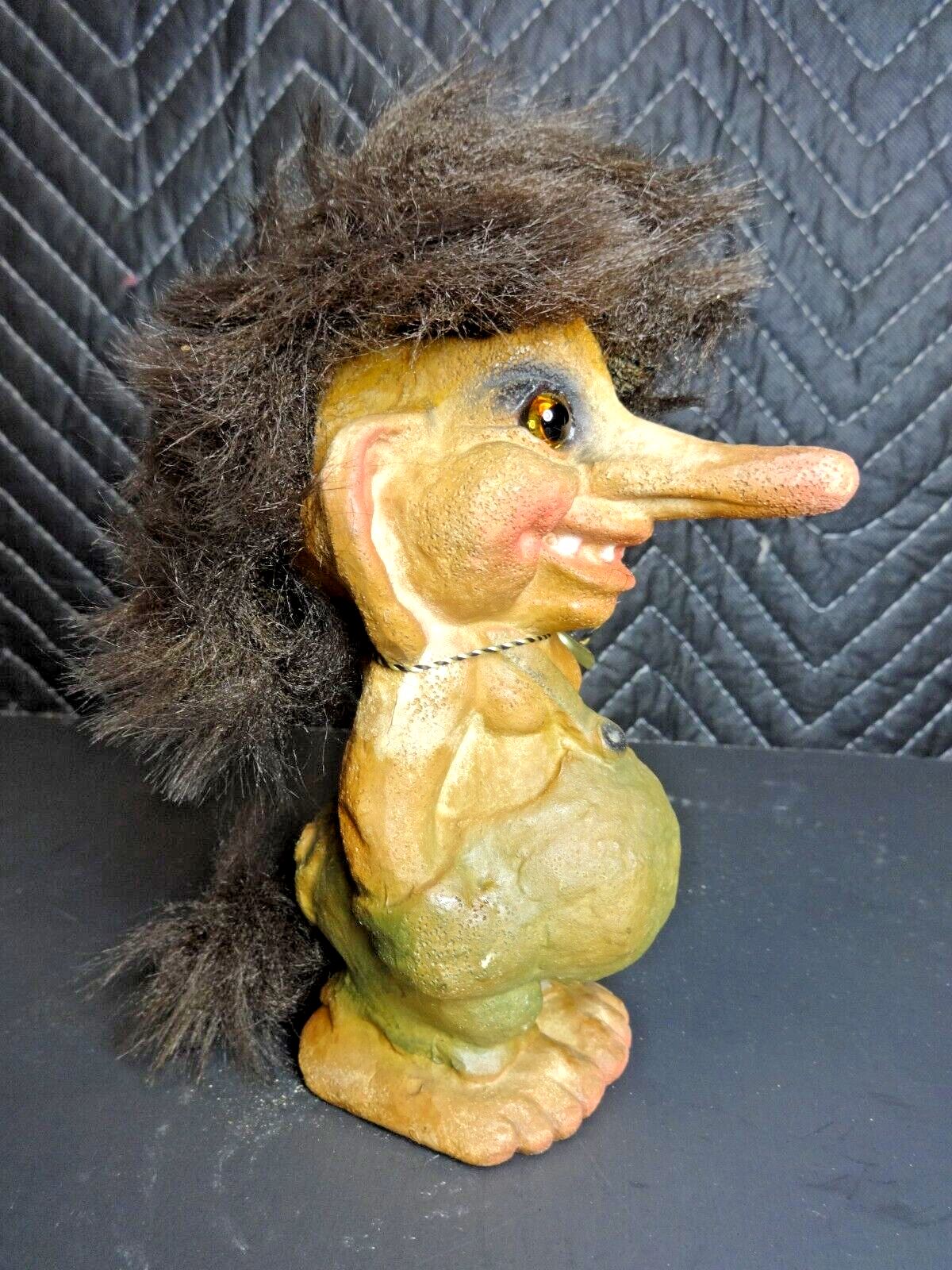 Vintage Original Long Nosed TROLL DOLL Nyform Norway Handmade 7 1/2" Rare W/ TAG
