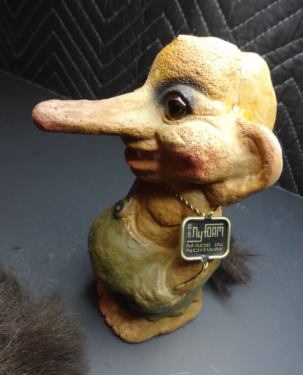 Vintage Original Long Nosed TROLL DOLL Nyform Norway Handmade 7 1/2" Rare W/ TAG