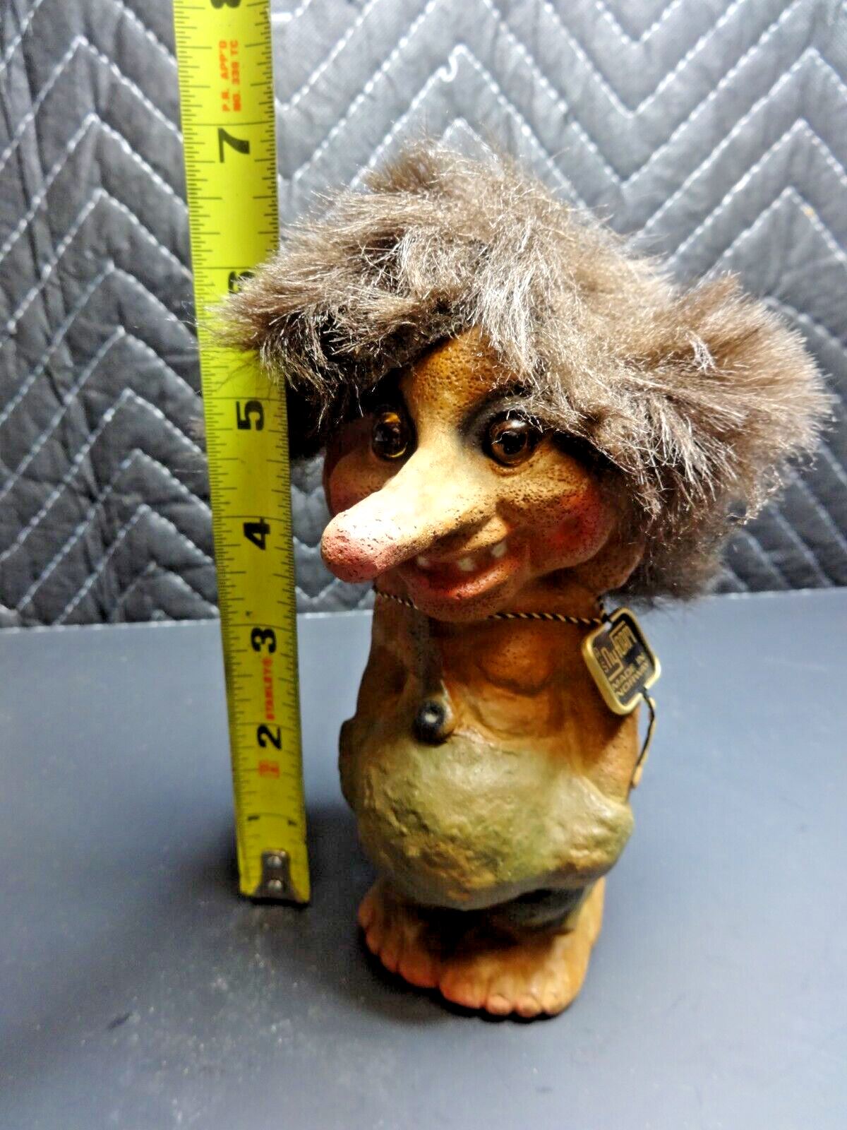 Vintage Original Long Nosed TROLL DOLL Nyform Norway Handmade 7 1/2" Rare W/ TAG