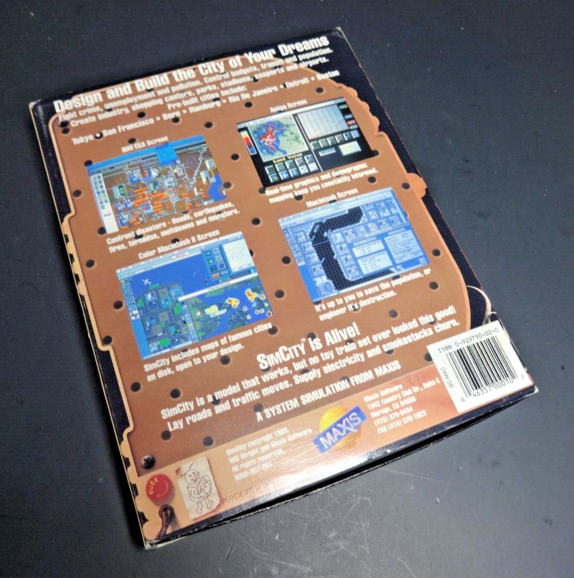 THE ORIGINAL SIMCITY SIM CITY for Macintosh V1.2 Monochrome Box Game on 3.5"