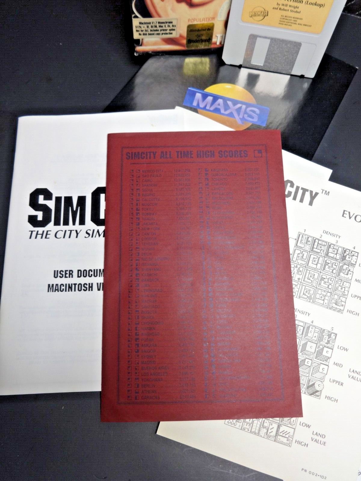THE ORIGINAL SIMCITY SIM CITY for Macintosh V1.2 Monochrome Box Game on 3.5"
