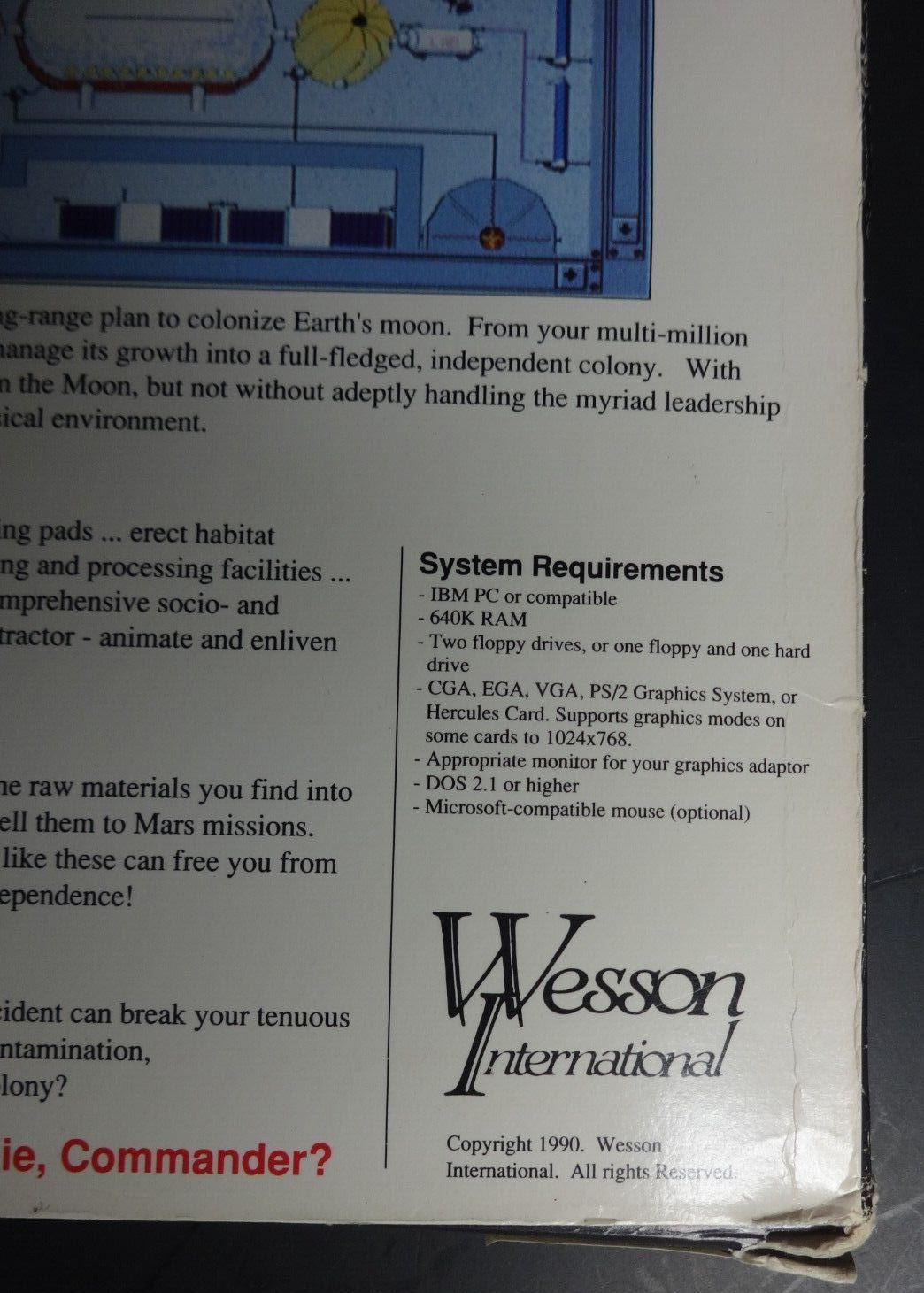 MOONBASE Lunar Colony Simulator Game for IBM - 3.5" / 5.25" - Merit Software