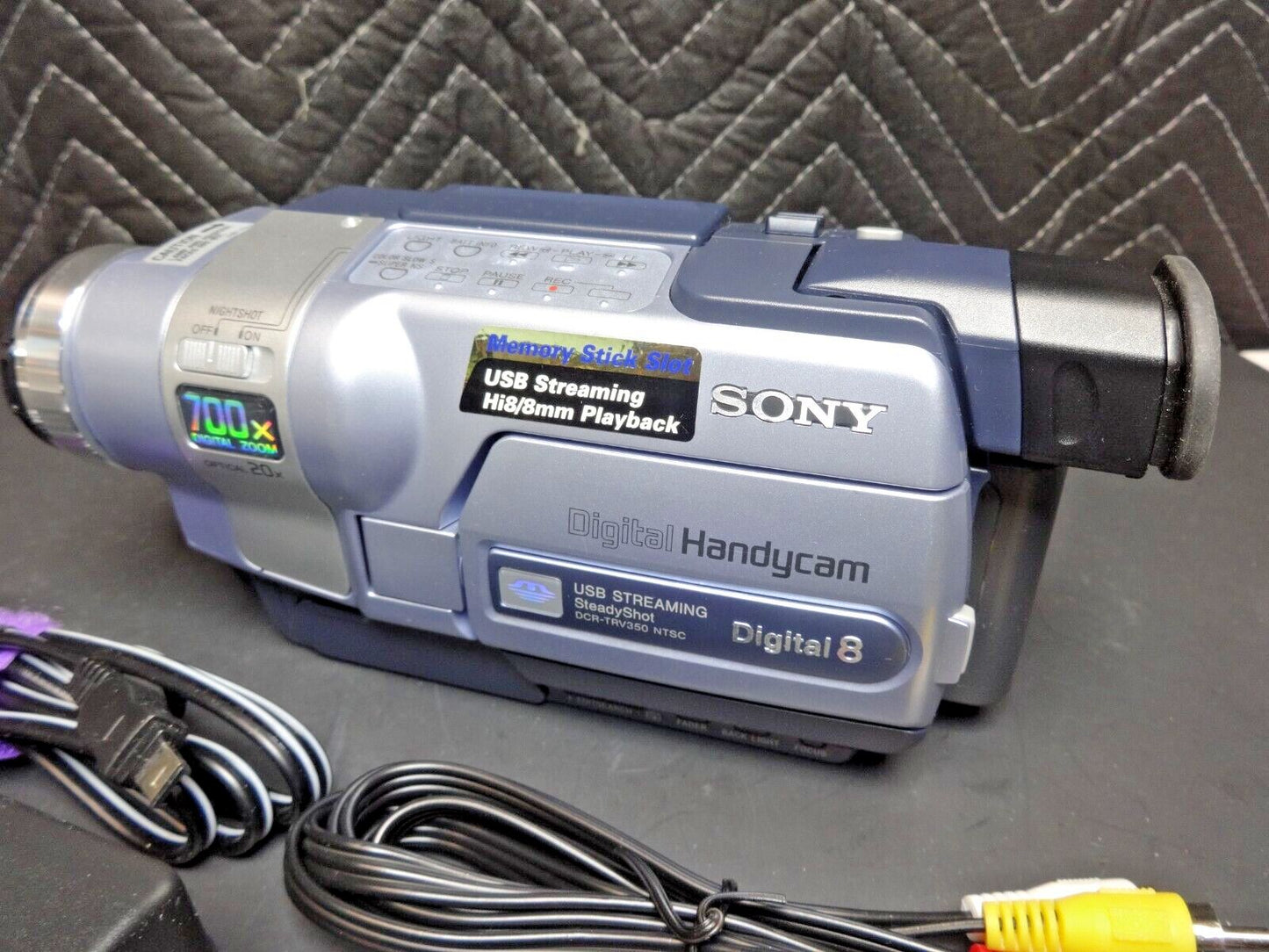 Sony Handycam DCR-TRV350 Digital 8 Camcorder w/ AV Cord & Power Clean & Working