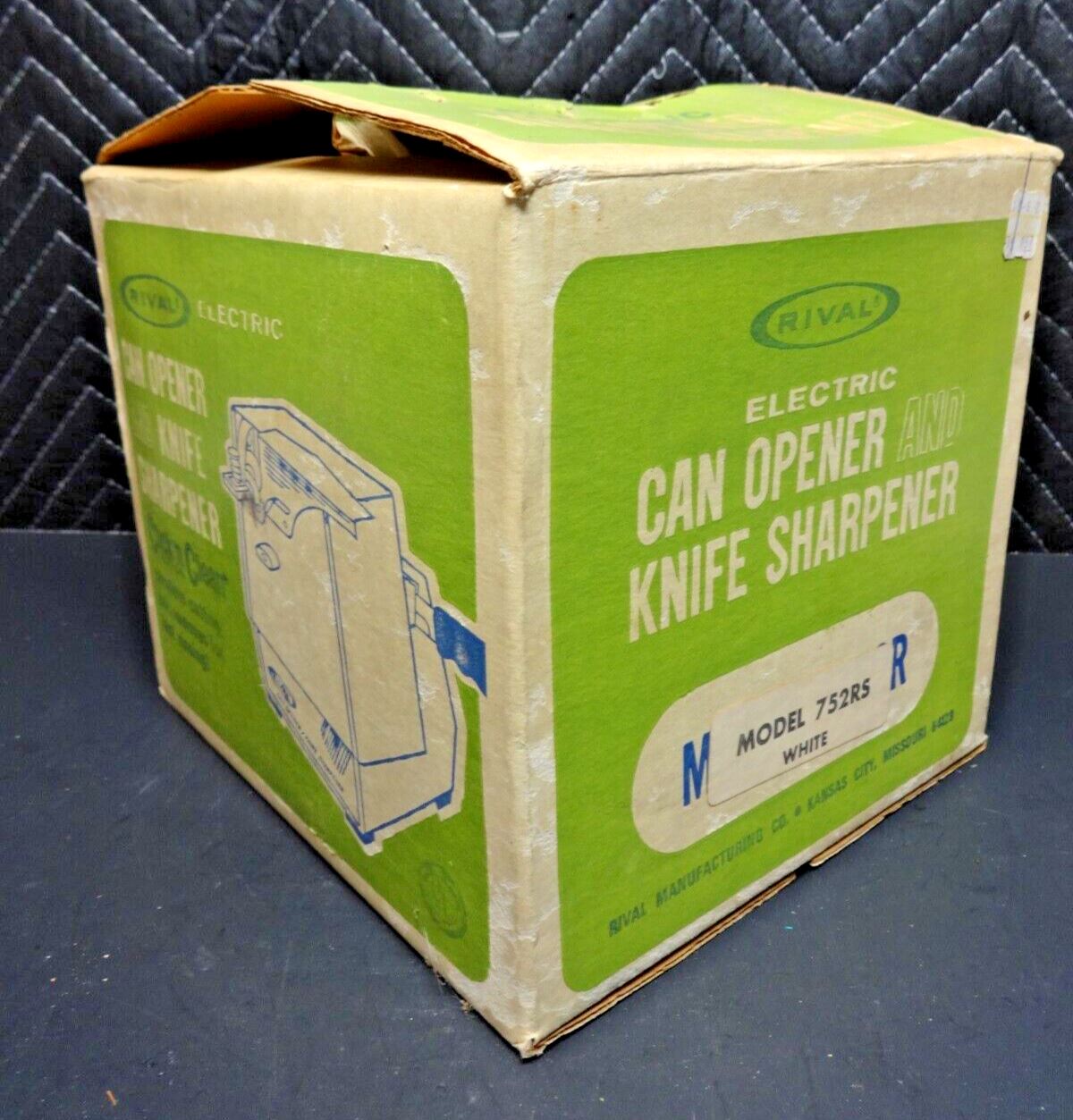 💥Vintage 1970 Rival Electric Can Opener Knife Sharpener 752RS in Original box