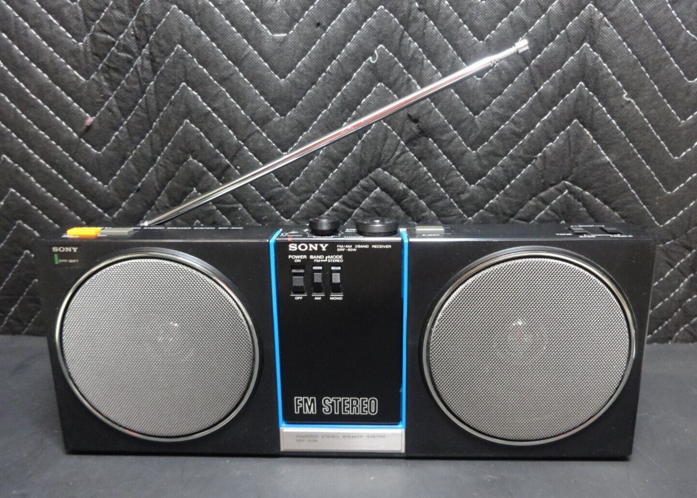 Vintage Sony discount SRF-80W Stereo Speaker With Radio 1980