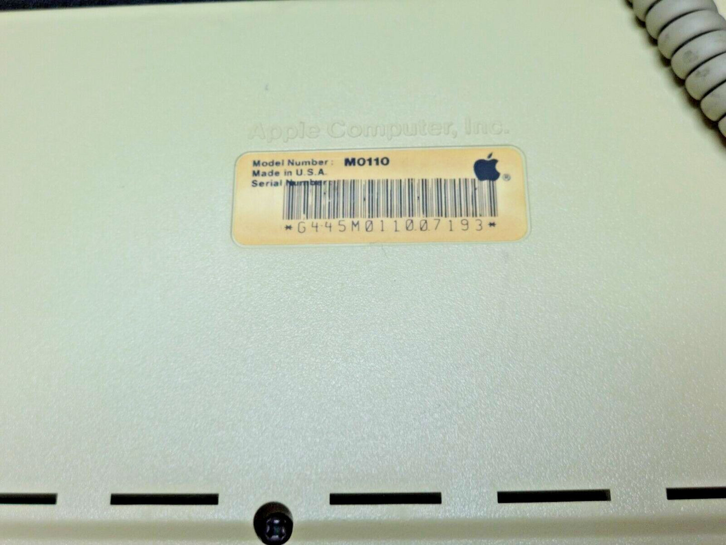 1984 Apple Macintosh Original Keyboard Model M0110 Mac 128K w/ Cord