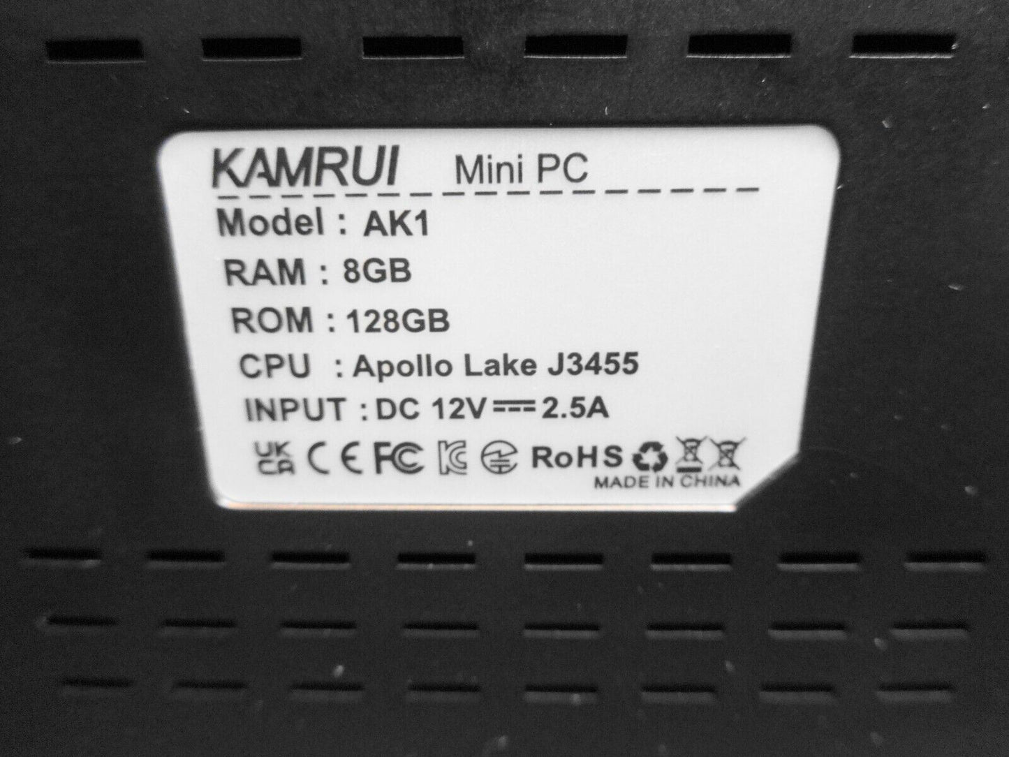 KAMRUI Mini PC AK1 Pro Intel Celeron J3455 2.3GHz 8GB Ram 128GB SSD