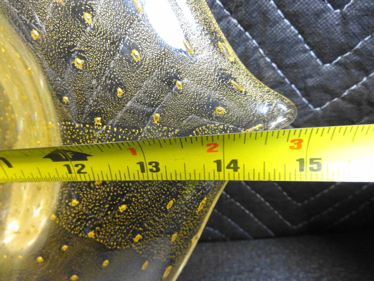 VINTAGE MURANO STUDIO GLASS GOLD STRINGRAY CENTERPIECE BOWL - Signed