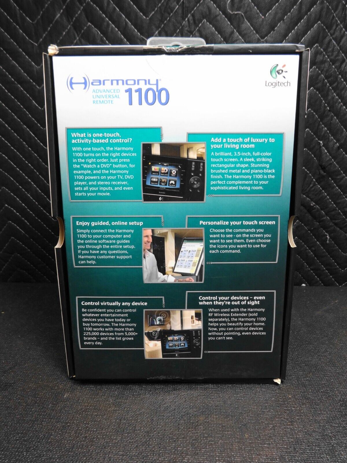 Logitech Harmony 1100 Black Wireless Touchscreen Universal Remote Control w/ Box