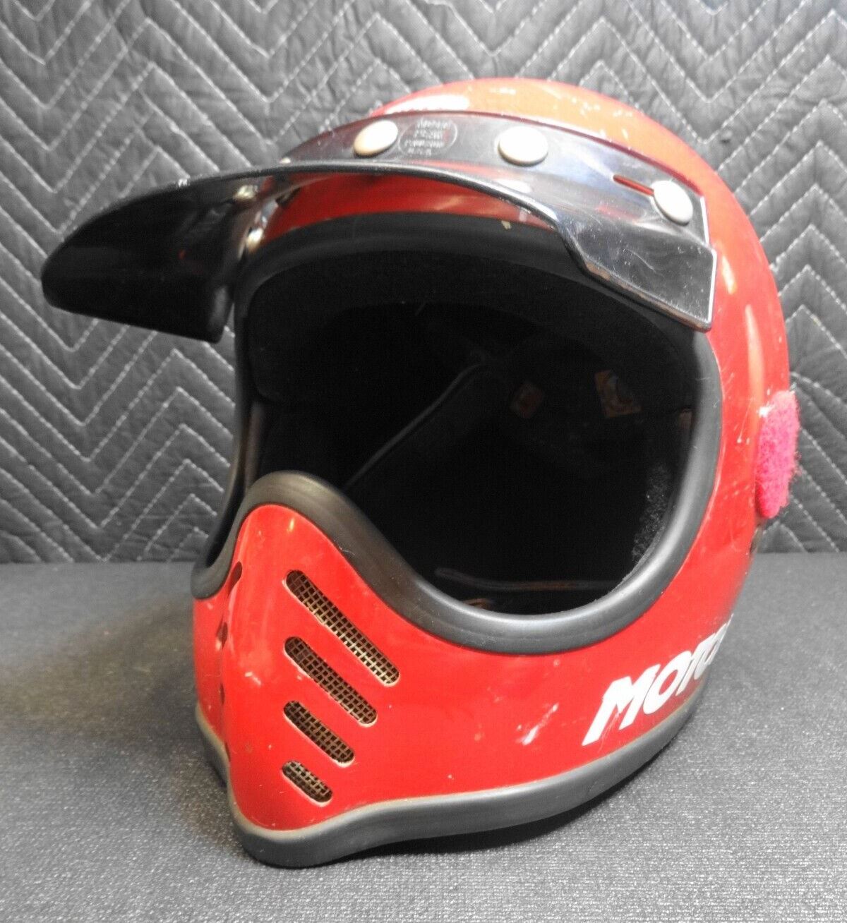 Vintage 1975 Bell Moto Star 3 Helmet in Red w/ Visor - Size 7-1/4