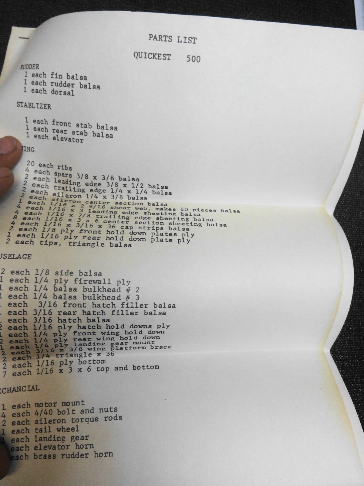 NOS Bridikit The Quickest 500 Vintage Balsa RC Airplane Model Kit