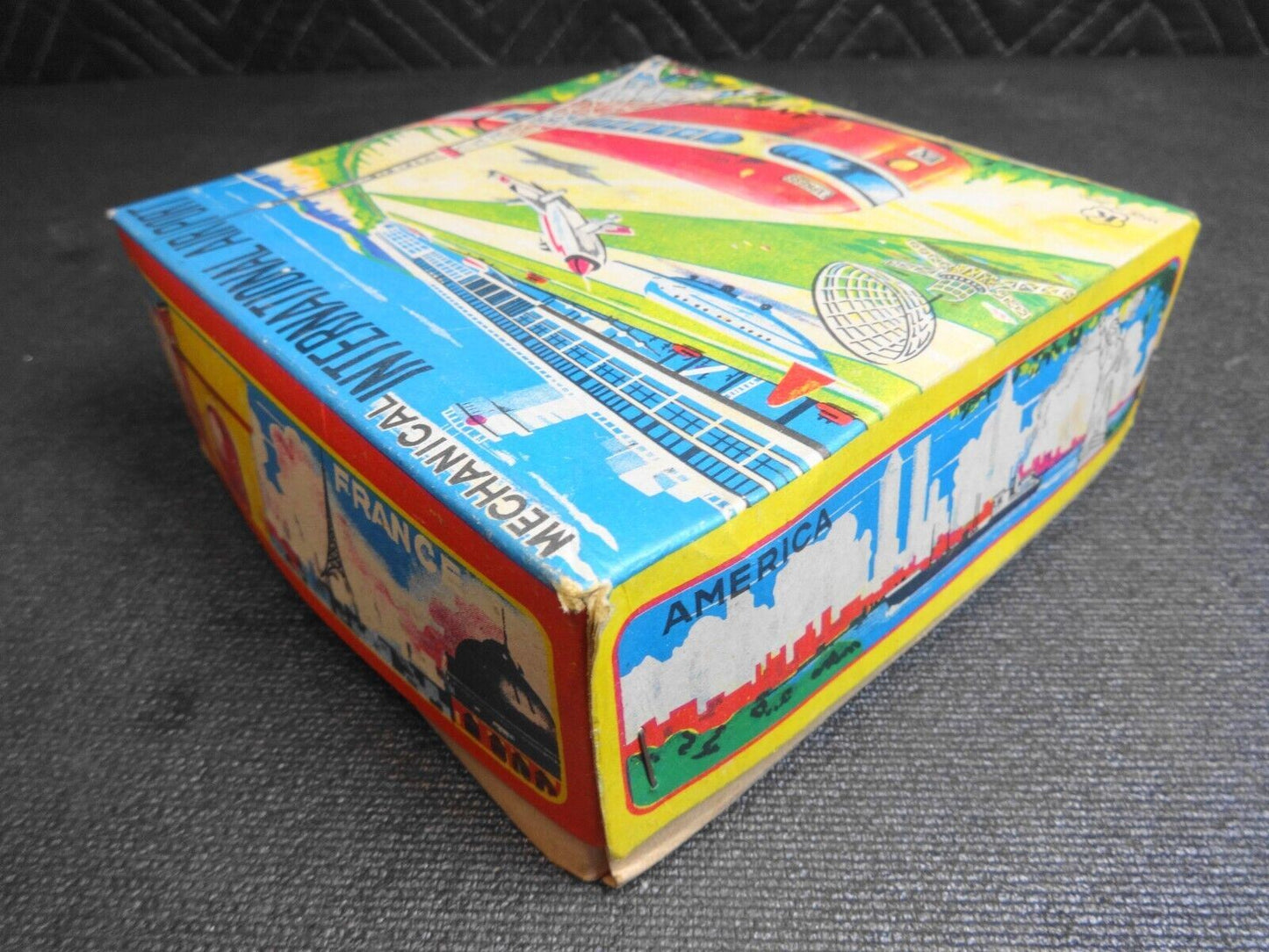 Olympia MECHANICAL INTERNATIONAL AIRPORT VINTAGE TIN WIND-UP TOY WITH BOX Japan