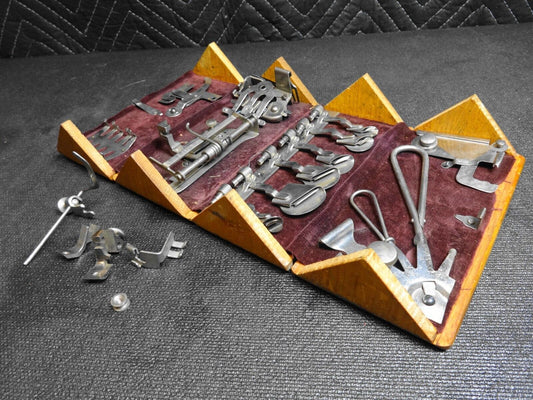 Antique Oak Singer Puzzle Box 1889 With Attachments Sewing Machine Parts