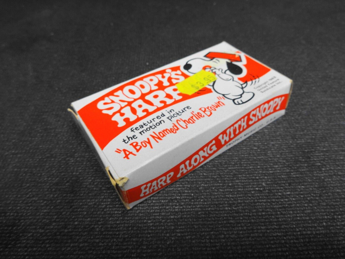 Vintage Trophy Snoopy Blue Grass Jaw Juice Harp w/ Box and Instructions 3490