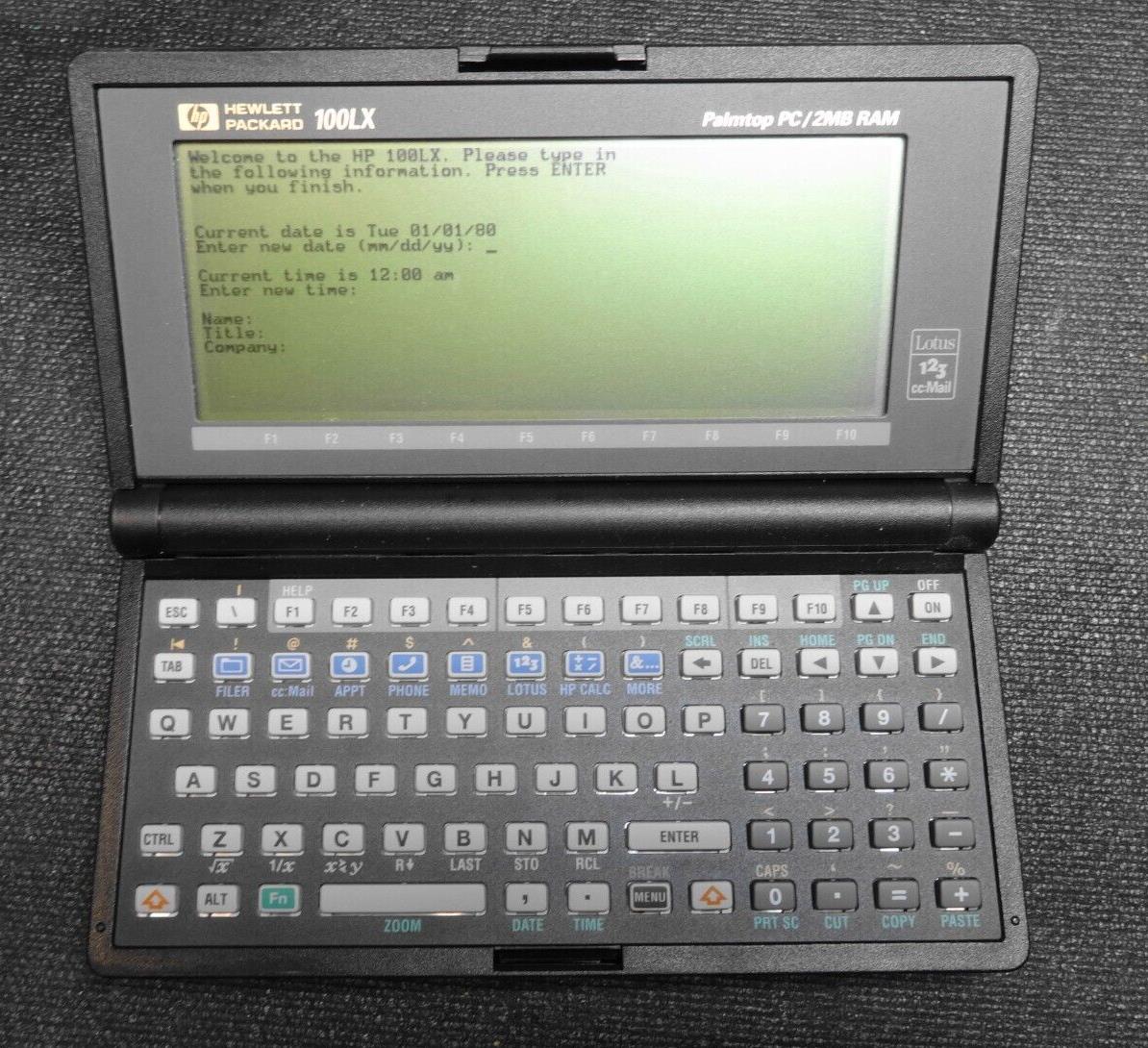 HP Hewlett Packard 100LX Palmtop PC 2MB - Working Condition