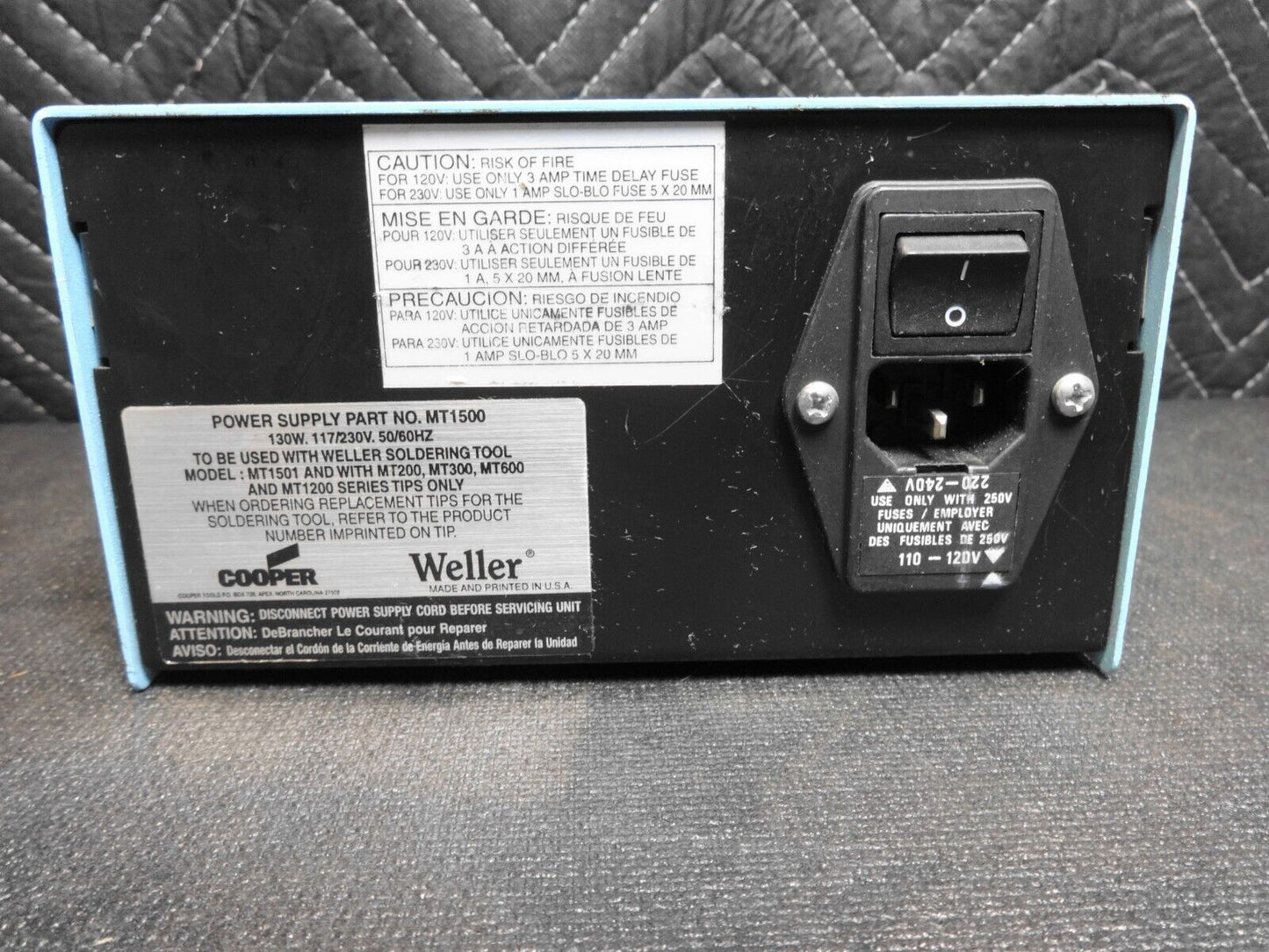 Weller MT1500 Soldering Station Power Unit 400-850℉ ±10℉ ESD Safe 120VAC 130W