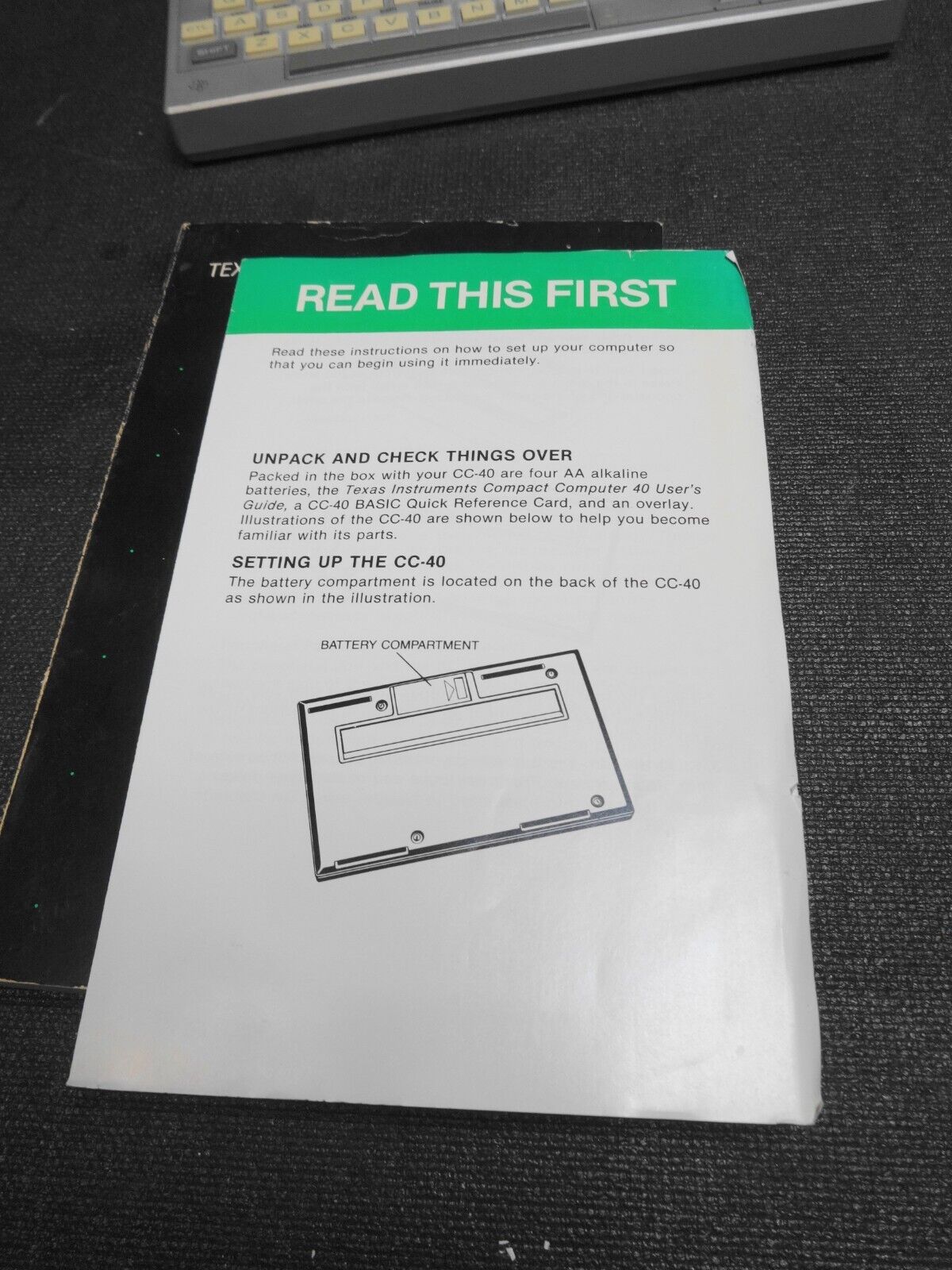 Texas Instruments TI COMPACT COMPUTER 40 w/ Original Manual - CC-40 CC40 WORKING