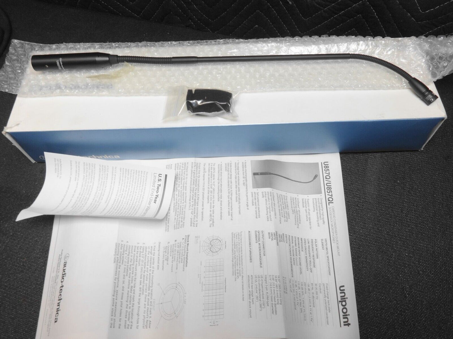 Audio-Technica U857QL Unipoint Cardioid Condenser Quick Mount Gooseneck Mic