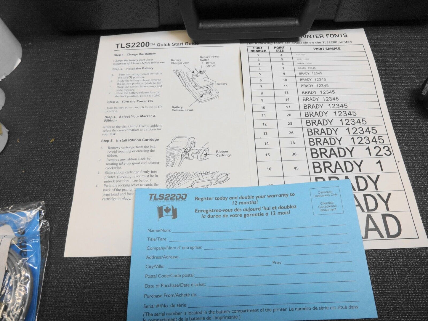 Brady TLS2200 Thermal Labeling System Printer w/ Case, Labels, PC & Power Cables