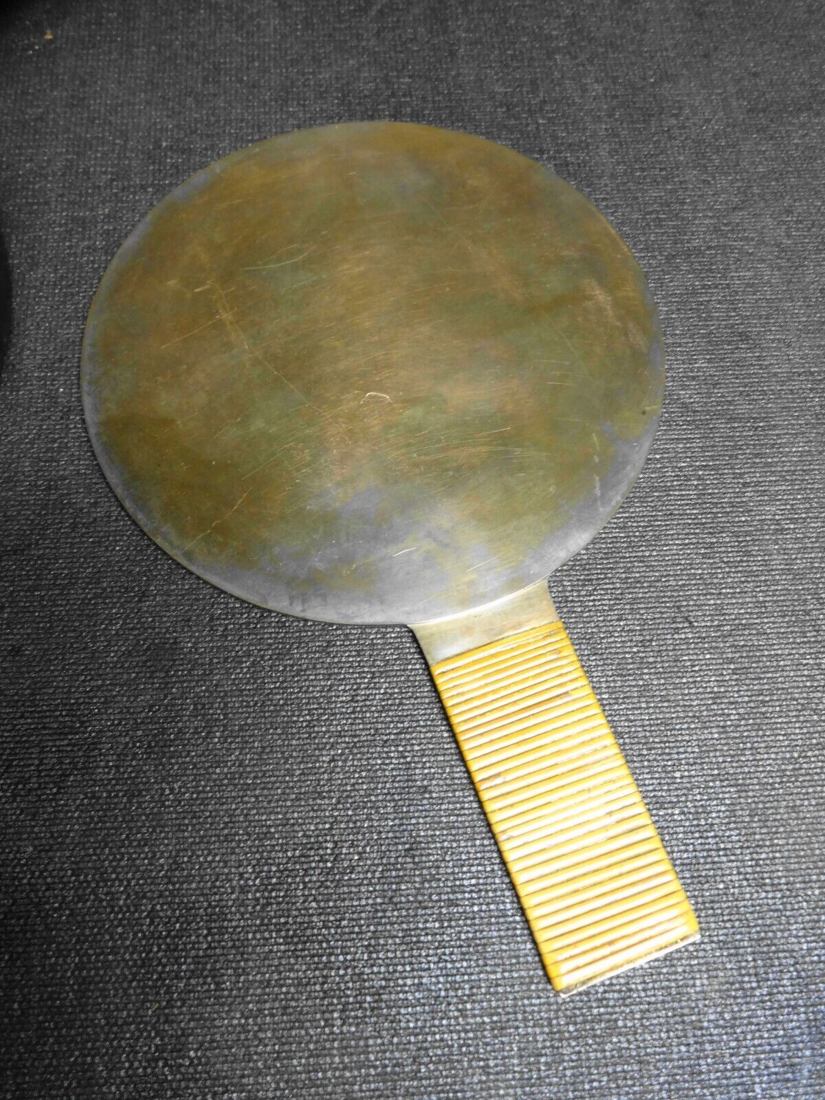 Antique Japanese Kagami Hand Mirror Bronze Late Edo period in Paper Case
