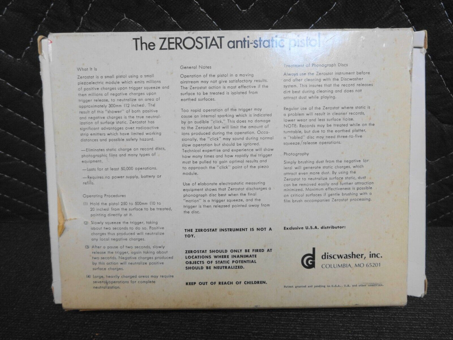 Vintage Discwasher ZeroStat Anti-static with Original Box