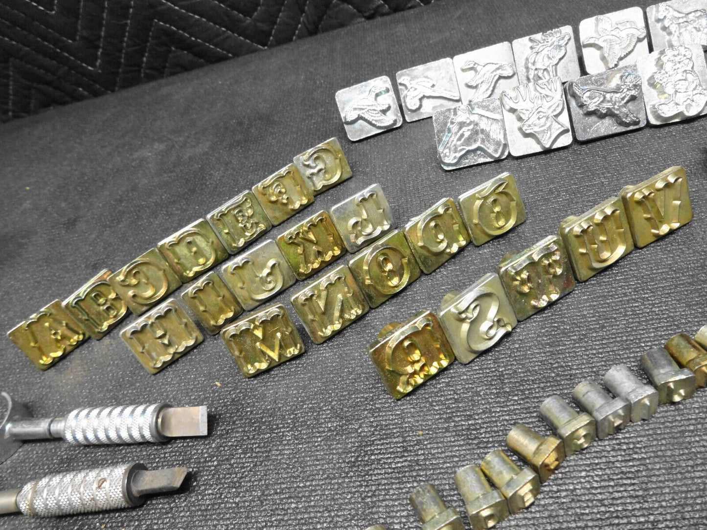 Leather Stamp Lot of 110 Craftool USA punches, 2 Alphabet Sets, Numbers, Animals