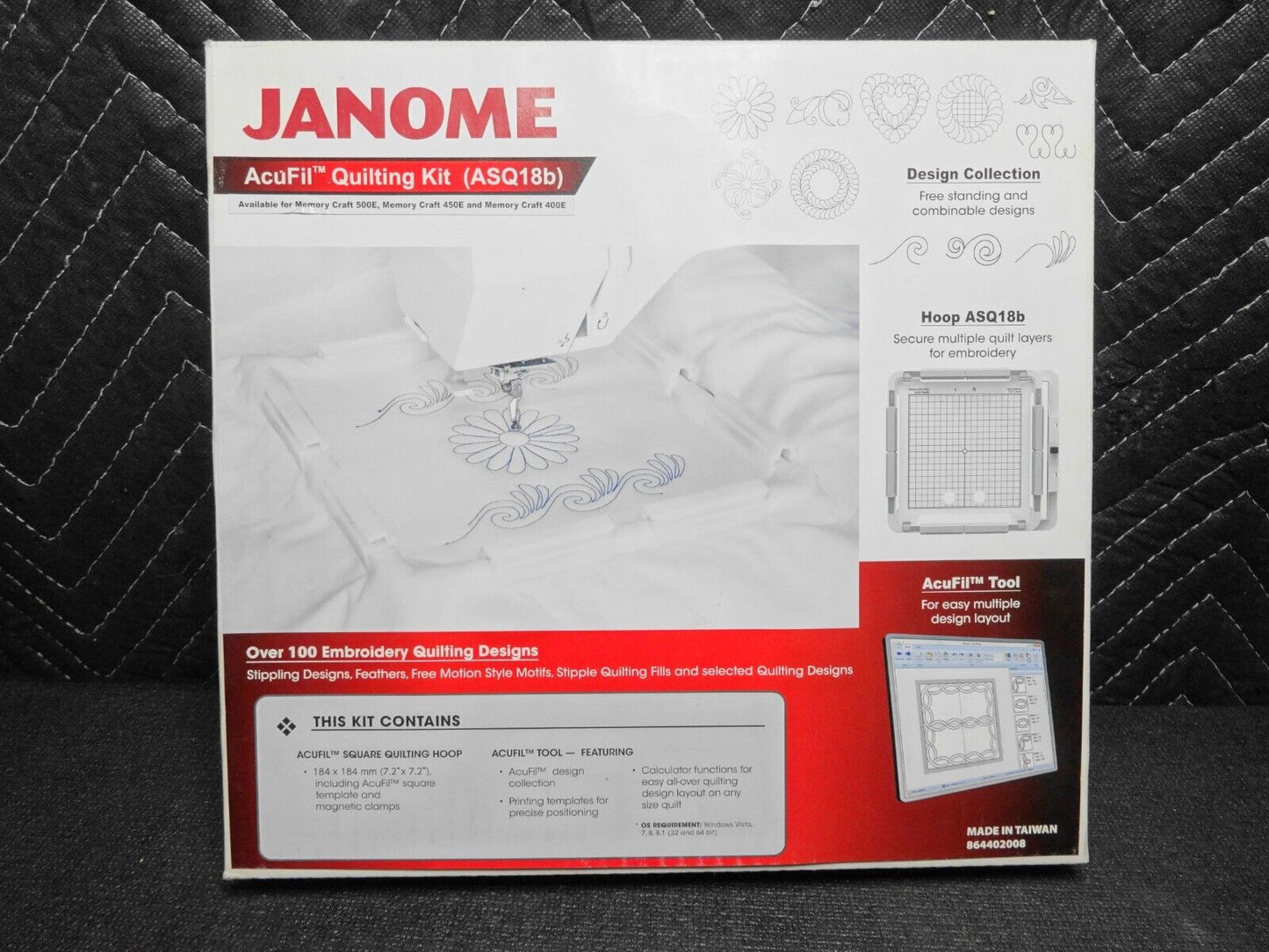 Janome Acufil Quilting Hoop Set AQS18B For MC500E/MC400E 864402008