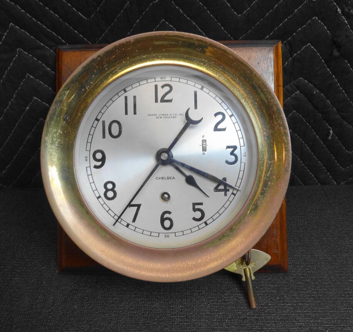 Rare Vintage 6” Dial Chelsea Ships Clock W/ Sweep Second Baker Lyman New Orleans