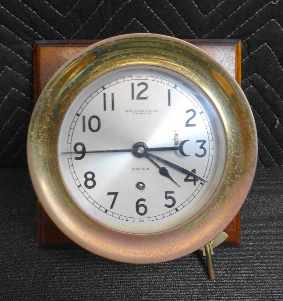 Rare Vintage 6” Dial Chelsea Ships Clock W/ Sweep Second Baker Lyman New Orleans