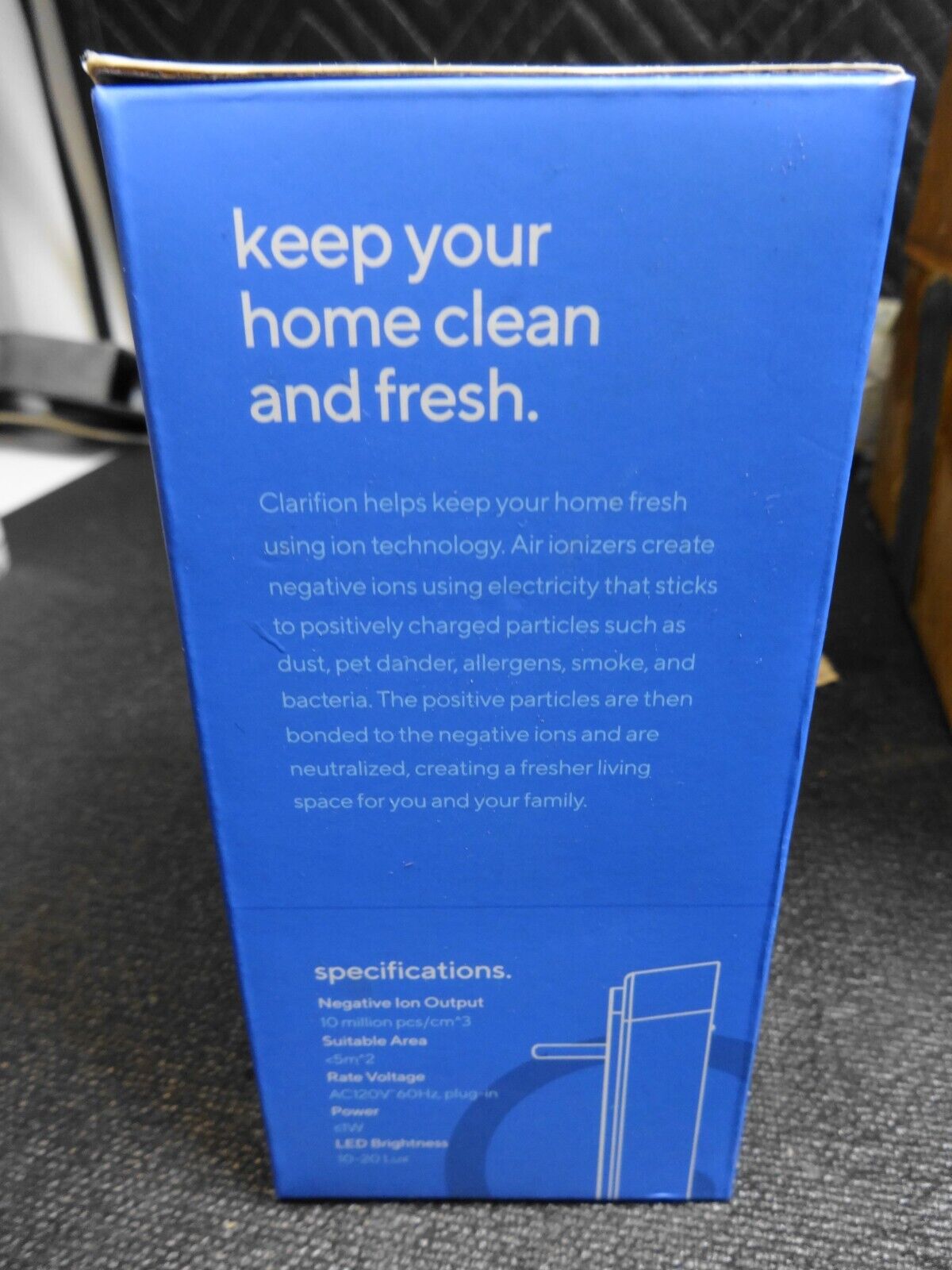 Clarifion GL-139 Filterless Ionic Air Purifier BRAND NEW IN BOX