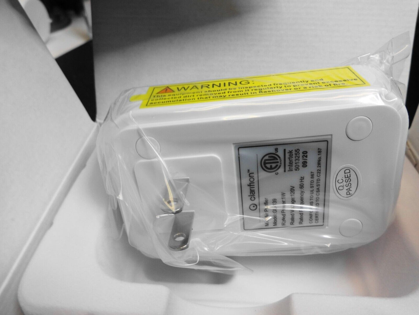 Clarifion GL-139 Filterless Ionic Air Purifier BRAND NEW IN BOX