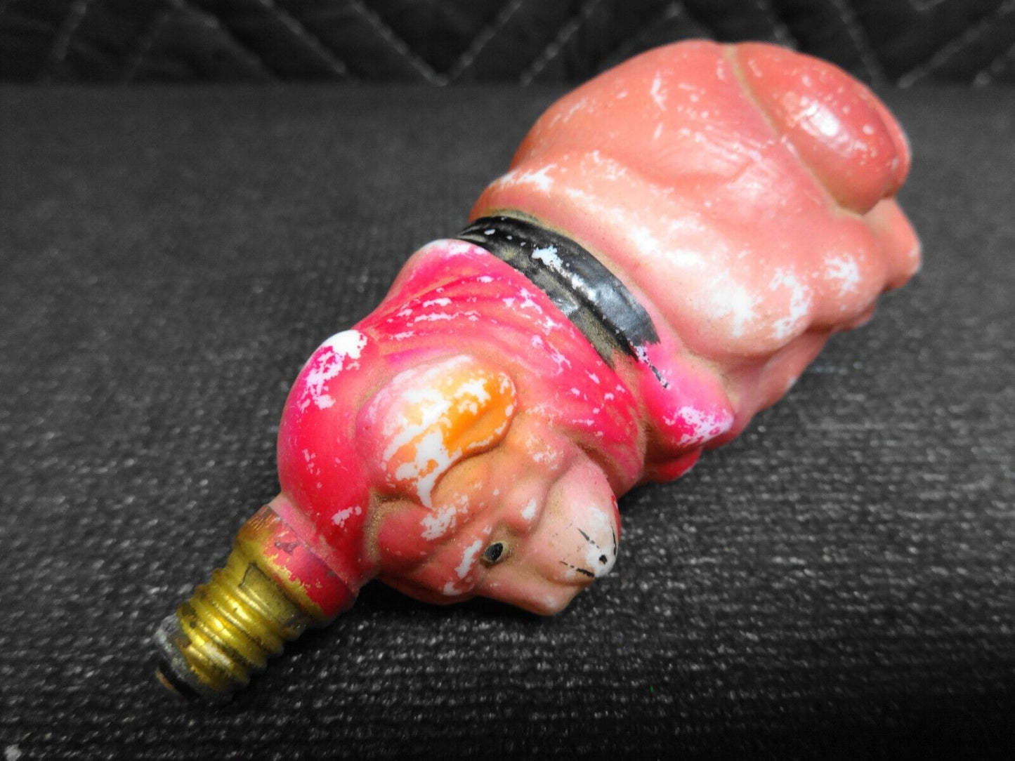 Vintage Christmas 4" Dog Light Bulb Molded Milk Glass Figural - Working