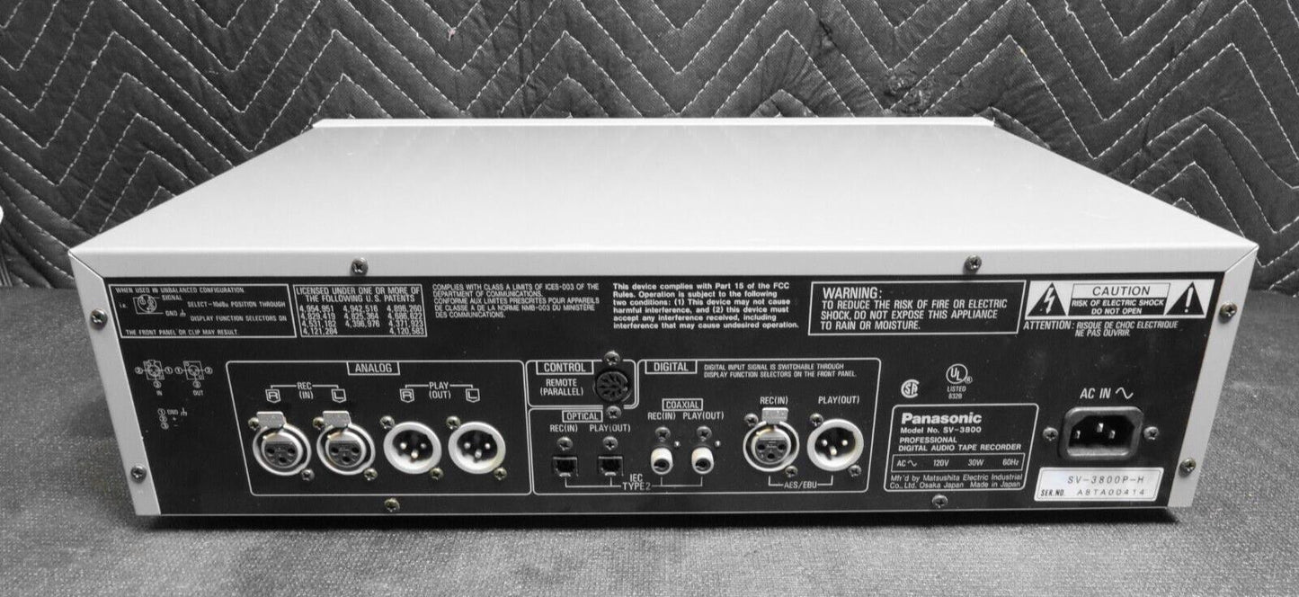 Panasonic SV-3800 DAT Recorder/Player w/ Rack Ears & Remote *SERVICED*