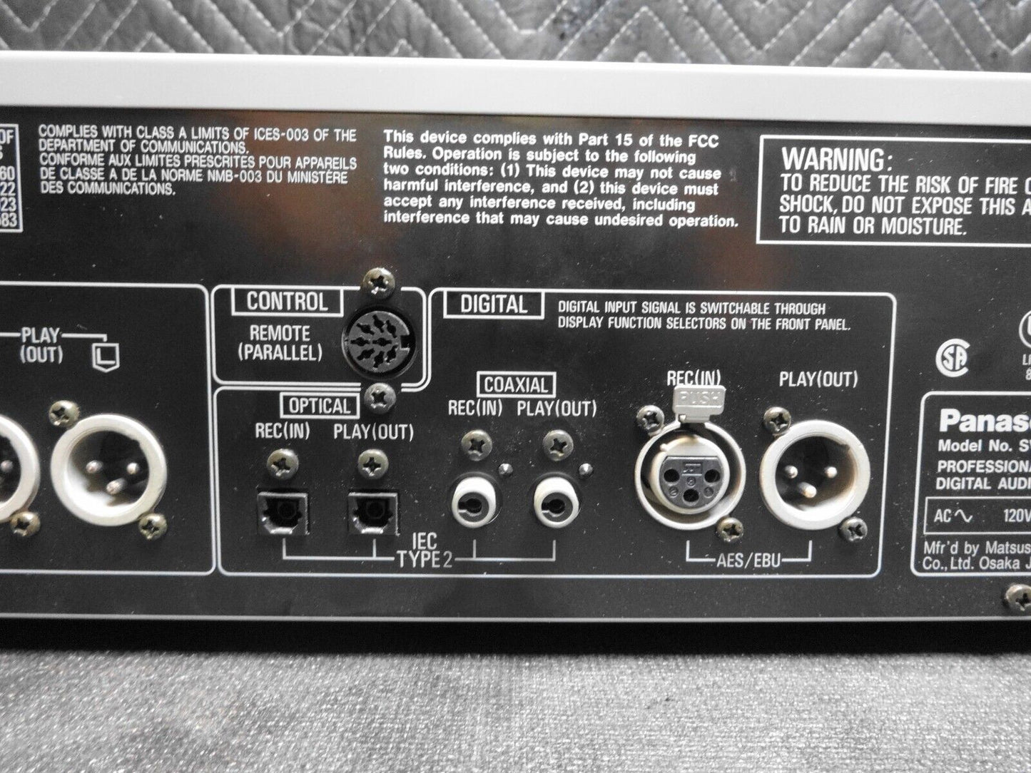 Panasonic SV-3800 DAT Recorder/Player w/ Rack Ears & Remote *SERVICED*