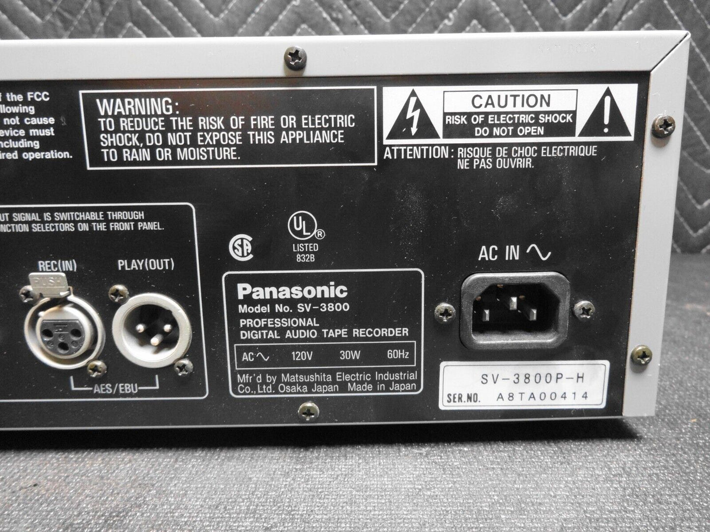 Panasonic SV-3800 DAT Recorder/Player w/ Rack Ears & Remote *SERVICED*