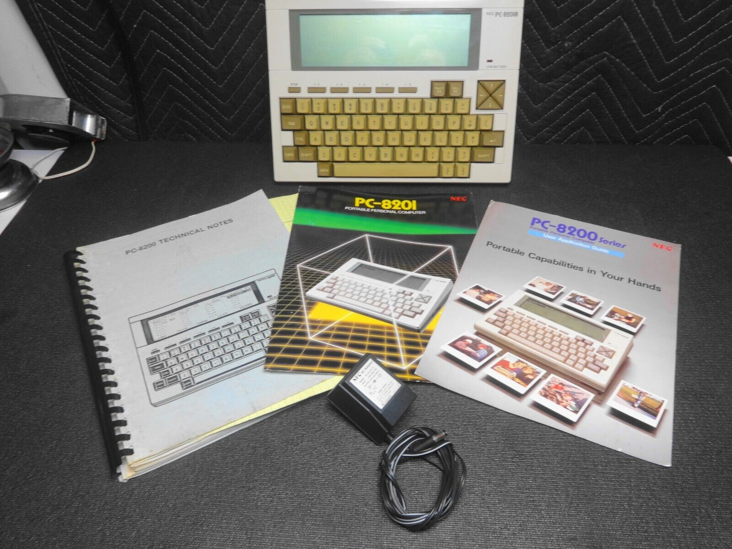Vintage 1983 NEC PC-8201A Portable Computer w/ Manual, Brochure, Guide & Power
