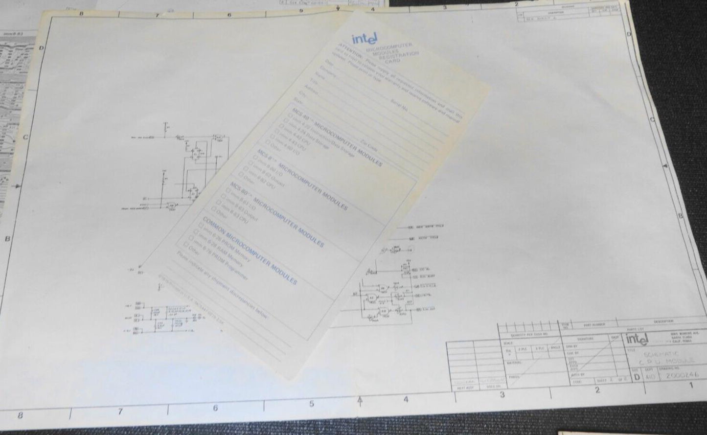 Intel MCS-80 imm 8-83 CPU 8080 Microcomputer Module Intellec 8/MOD80 Blueprints
