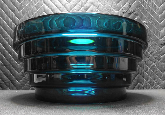 1930's French Art Deco Molded Crystal Bowl - Blue / Cobalt - Sky Scraper